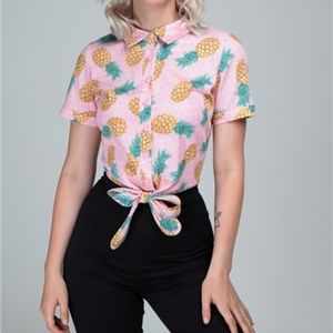 Collectif Sammy Pineapple tie blouse